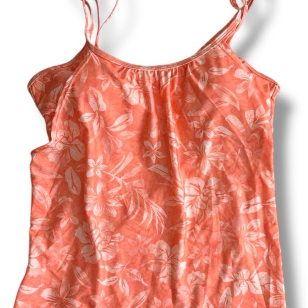 OCEAN + COAST Women’s Batik Crush 2 Tankini Coral Swim Top Built In Bra Large